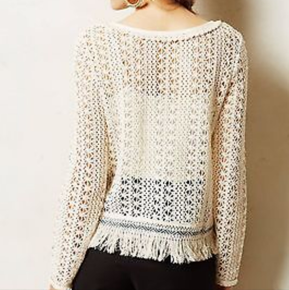Anthropology AKEMI+KIN Crochet Knit Boho Fringe Top - Picture 2 of 5